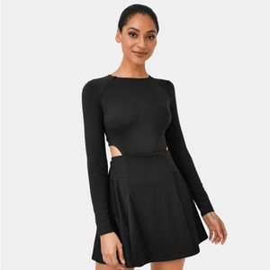 Halara Round Neck Long Sleeve Tie Back Cut Out 2-in-1 Backless Dress Tennis